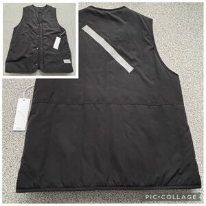 Saturdays New York City Running Vest Size L Black Quilted Insulated Snap Front